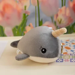 Adorable Narwhal Plush Pendant - Soft Cartoon Sea Creature Stuffed Toy Keychain - 10cm (Grey yuan yan)