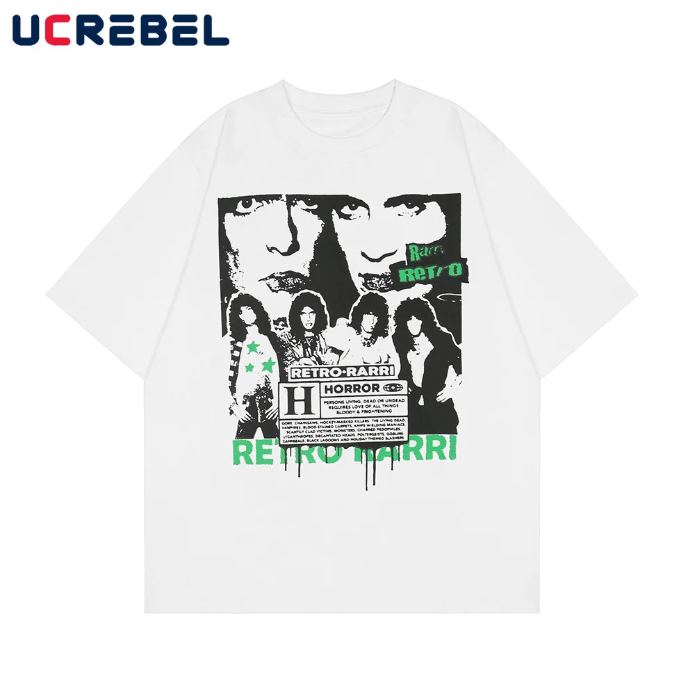 Portrait Print Short Sleeve T shirt Mens Streetwear Crew Neck Half Sleeve  Summer High Street Casual Loose Cotton Tee Men| | - AliExpress