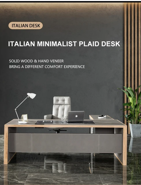 Modern Executive Office Desk | 86.6" L X 31.5" W Large Computer Desk For Boss, President, Home Office | With Side Storage Cabinet
