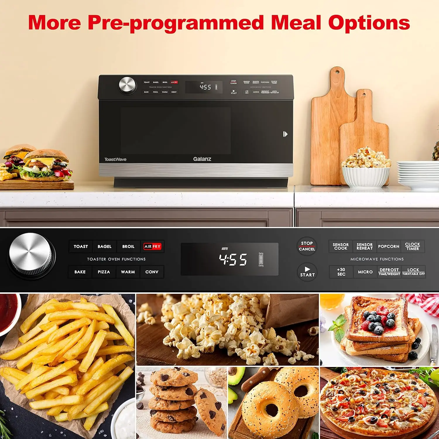4-in-1 ToastWave with TotalFry 360, Convection, Microwave, Toaster Oven, Air Fryer, 1000W,1.2 Cu.Ft 3