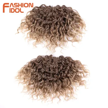 FASHION IDOL Afro Curly Hair Crochet Braids 10 Inch Twist Crochet Hair Synthetic Ombre Brown Deep Wavy Braiding Hair Extensions