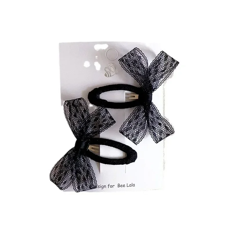 2pcs/set Elegant Princess Bow Baby Girl Hair Clip Black Color Velvet Lace Bow Barrettes Toddler Hair Pin Kids Hair Accessories 5