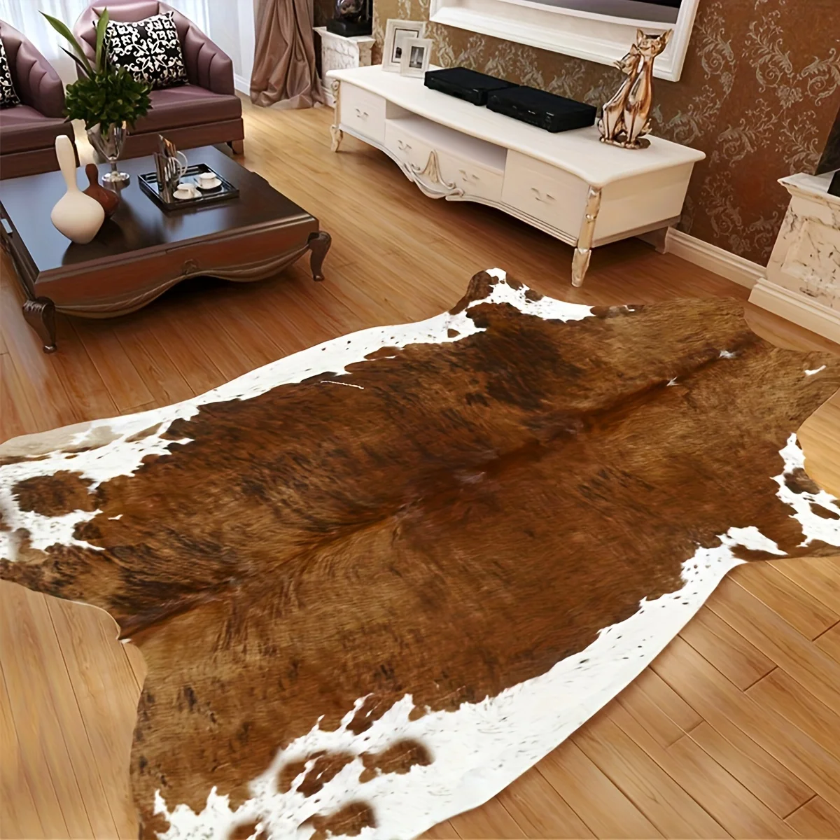 Cowhide Carpet Cow Print Rug American Style for Bedroom Living Room Cute Animal Printed Carpet Faux Cowhide Rugs for Home Decor