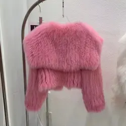 2023 Winter Faux Fox Fur Large Polo Collar New Fur Coat Women Short Jacket