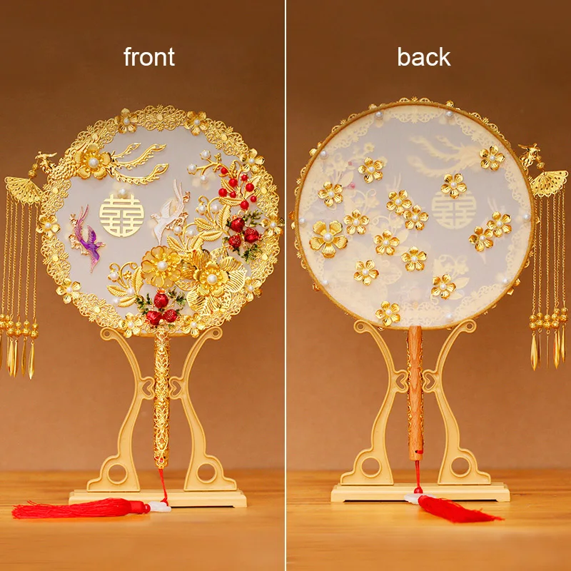 Hand Fan Chinese Wedding Decoration Bridal Handheld Flower Gift For Women Photography Room Ornaments