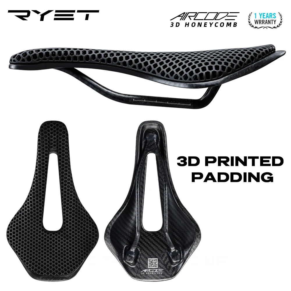 RYET Full Carbon 3D Printed Saddle Ultralight Hollow Comfortable Breathable MTB Road Racing Bike Cycling Seat Bicycle Accessory bicycle saddle