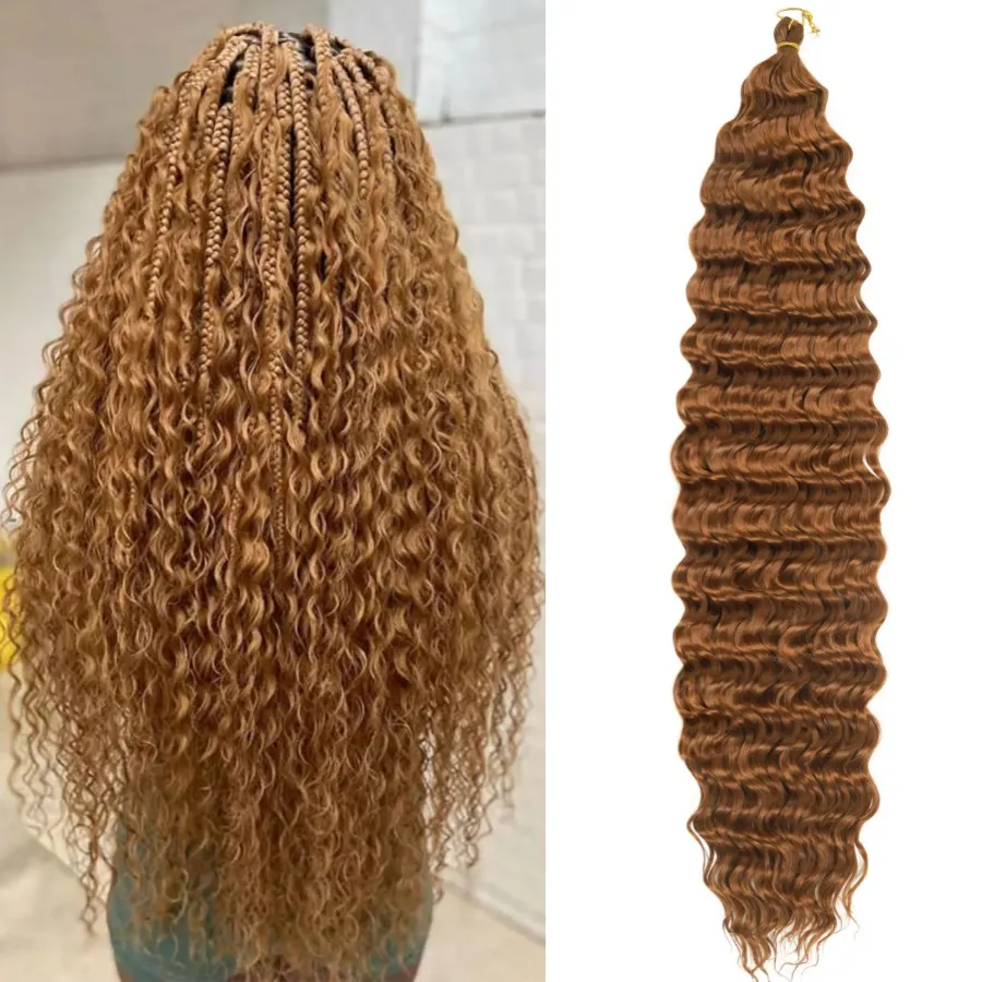 Deep Wave Häkel-Haarverlängerungen – 76 Cm Lang, Schwarz-weiß Ombré, 3 Bündel, Weich & Leicht