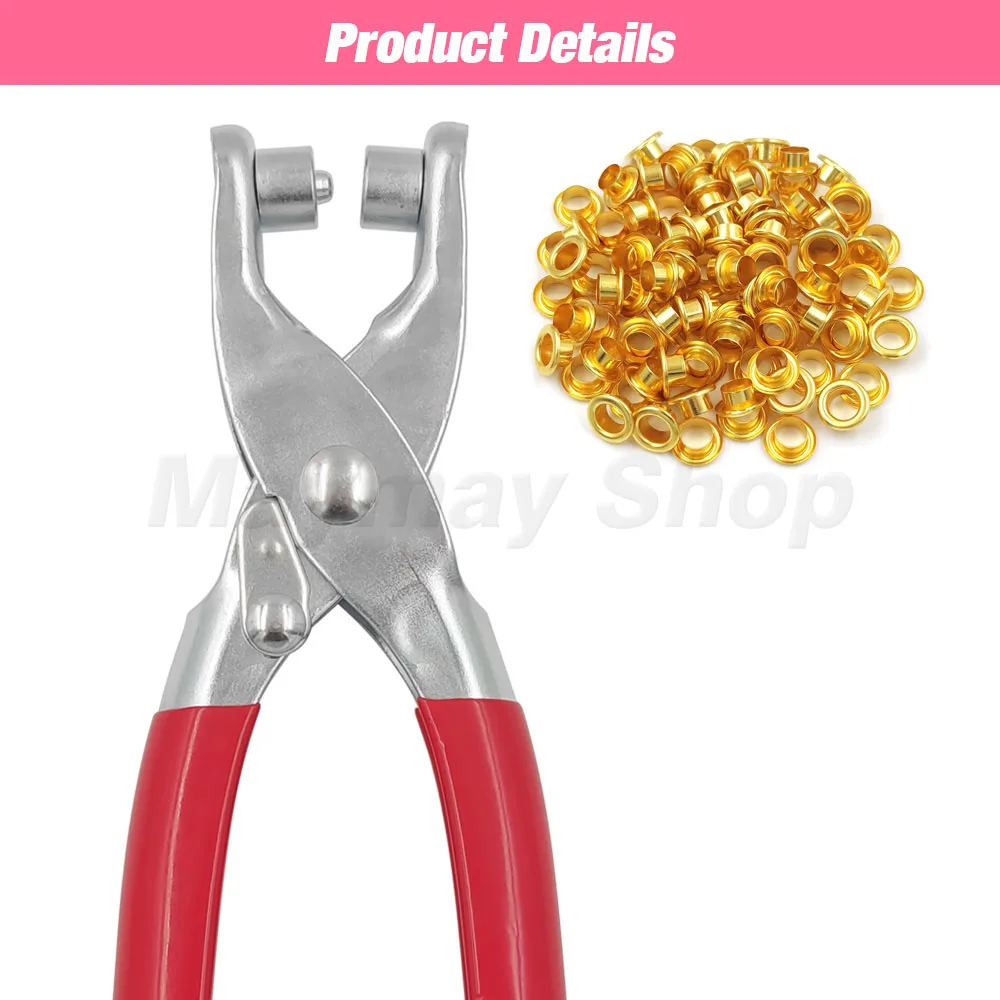 1 Set Grommet Eyelet Plier Set Eyelet Hole Punch Pliers Kit With 100sets 4mm Metal Eyelets Grommet Tool Kit For Leather Craft Eyelet Punch Tool Set Grommet Eyelet Kit Grommet Punch Tool Grommet Tool Kit Grommet Tool