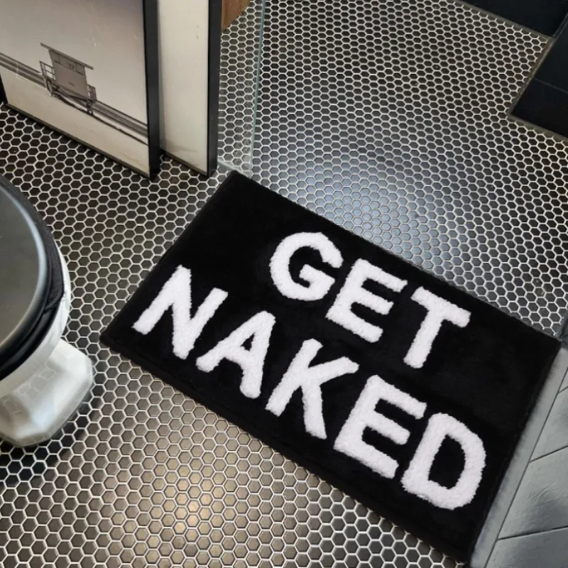 Get Naked Runner Black and White Cute Bathroom Rug Long Get Naked Rug Funny Bathroom Decor Apartment Bathmat 40x60cm 50x80cm floor mat bathroom mat absorbent bathroom mat bathroom floor mat bath mat