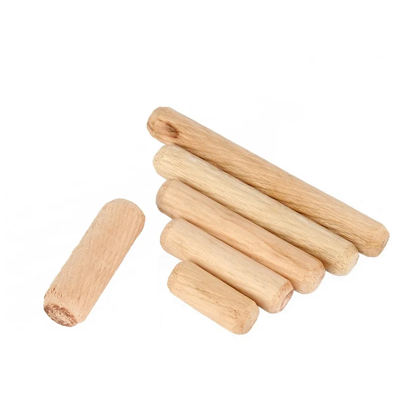 Wooden Dowel Pins 20~100pcs M6 M8 M10 M12 Round Fluted Wood Craft Rods Cabinet Drawer Furniture Fitting Length 20~80mm