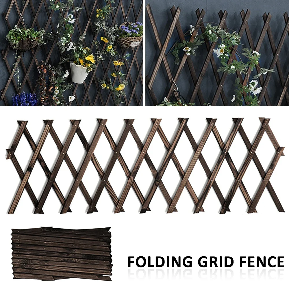 Garden Folding Grid Flower Stand To Expand Wooden Garden Wall Fence Plant Climbing Frame To Support Courtyard Decoration