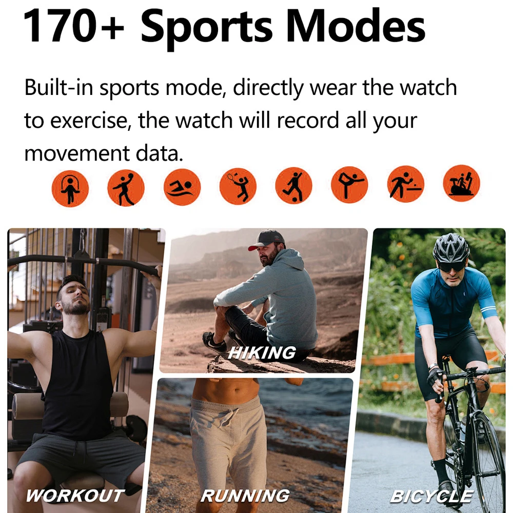 Smartwatch Sportivo GPS con Schermo AMOLED, Impermeabile IP68, Torcia LED, Bussola, Orologio da Uomo per Attività all'Aperto, Monitoraggio Salute, 530mAh, Musica - immagine 4