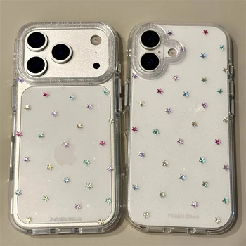 Glitter Shiny Stars Imd Transparent Back Cover for Iphone 17 16 Pro Max 13 14 15 Promax Ins Protector Shockproof Phone Case 1
