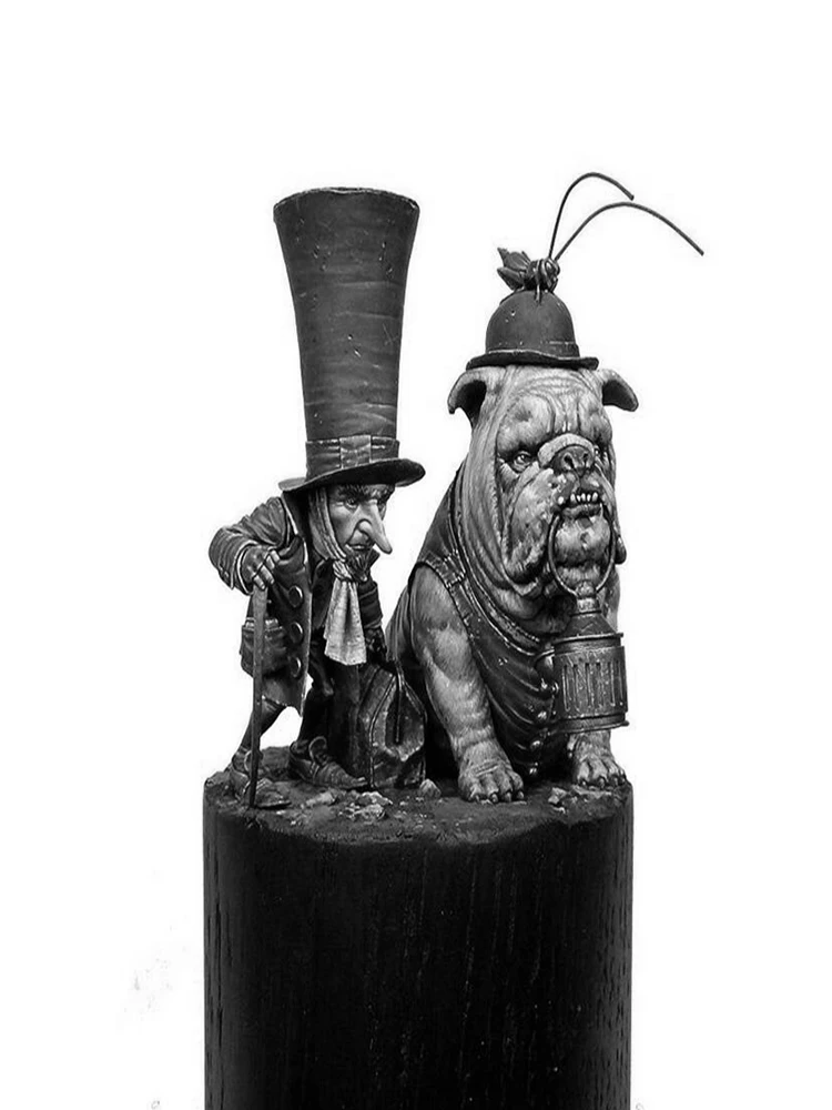 Selbstmontierter neuer unmontierter 1/32 ANCIENT MAN WARRIOR FANTASY STAND MIT HUND-Harzfigur, unbemalter Modellbausatz