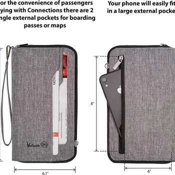 대용량 다기능 티켓홀더 여권 가방, 유럽 및 미국 아마존 유행 여행 서류 보관 가방