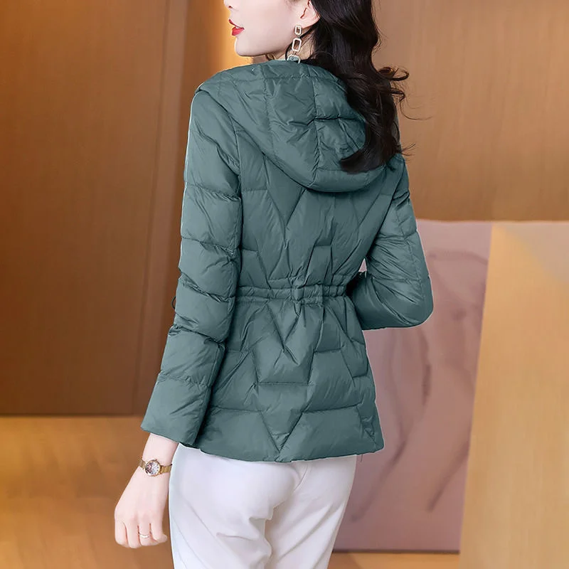 Cotton Thin Clothes Women's Short Casual 2023 New Solid Color Hooded Hight Waist Autumn Winter Parkas