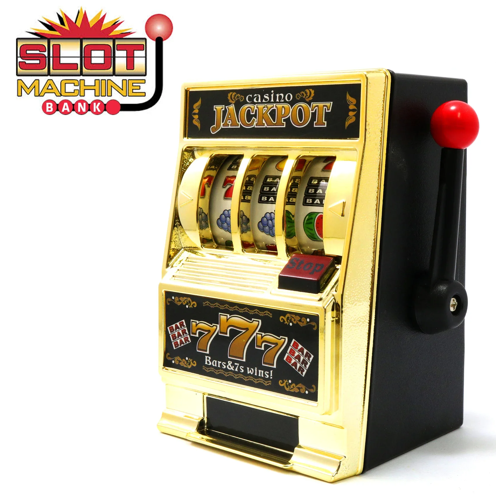 Las Vegas Style Tabletop Slot Machine, Mechanical Fruit Machine, Money Box, Coin Bank, Casino Jackpot Slot Machine, Piggy Model 3