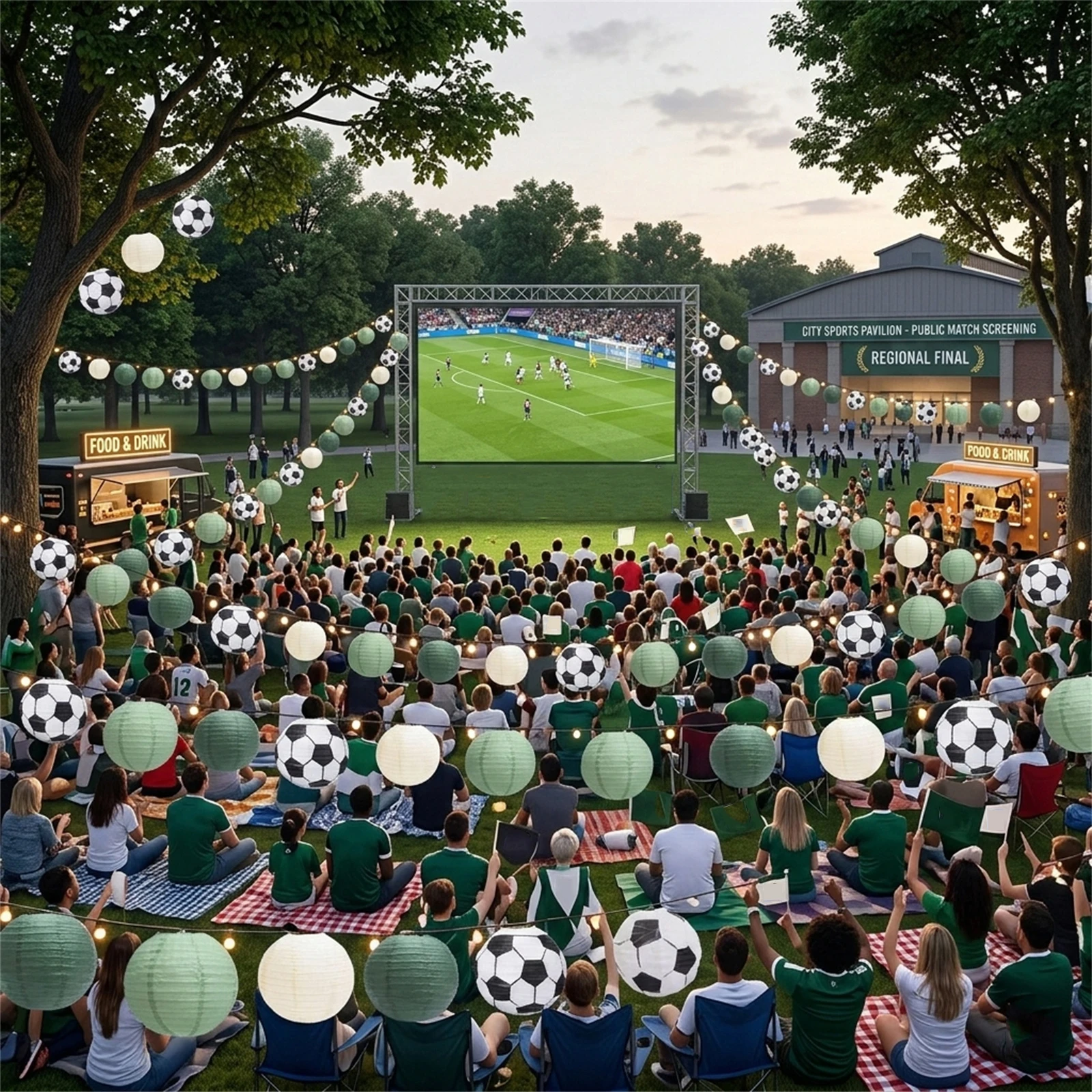 20 Stück Fußball-Papierlaternen-Set, 8 Zoll, 6 Zoll, zum Aufhängen, Tischdekoration, Geburtstagsfeier, Decke, Sportthema, für Kinder und Erwachsene, Festival – Detail 8