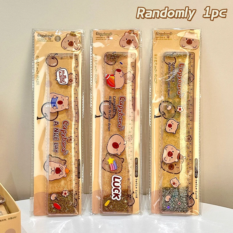 Capybara Flowing Sand Ruler Plastic Straightedge Protractor Measuring Tools School Office Supplies ruler set plastic ruler geometry set