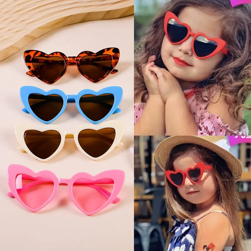 Kids Sun Sun Heart Shape Children Glasses Trendy Girls UV400 Eye Shades Driver Anti-Glare Boys Cartoon_voghion.com