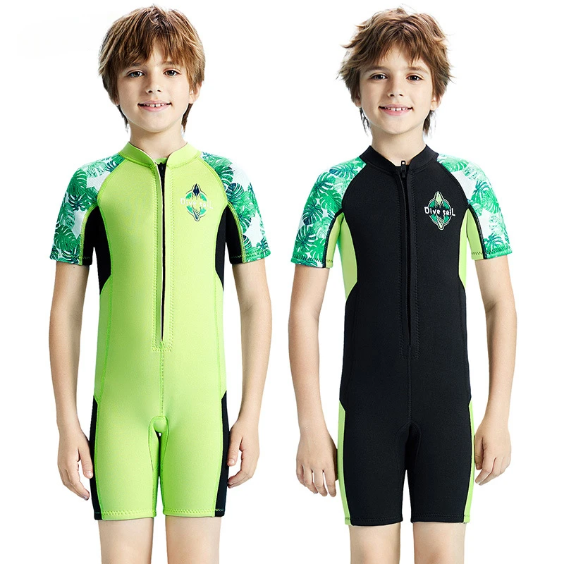 2.5mm Children's Short Sleeve Wetsuit Thickened One-piece Swimsuit for Kids Keep Warm Cold-proof Surfing Snorkeling Shorts