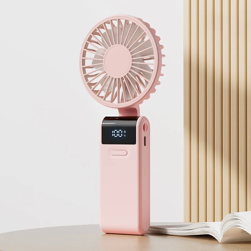 Portable Foldable Mini Fan with USB Rechargeable Battery and Multi-Function Display