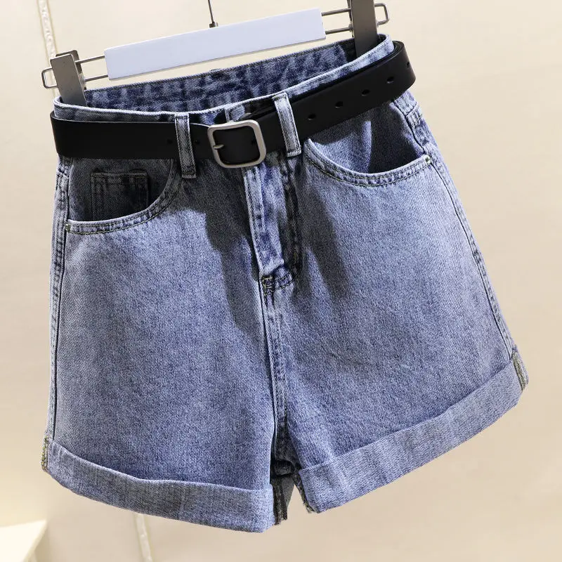 Short Pants for Women To Wear Work Denim Womens Shorts Loose Baggy High Waist Jeans Office Black Elasticty Summer Casual Normal