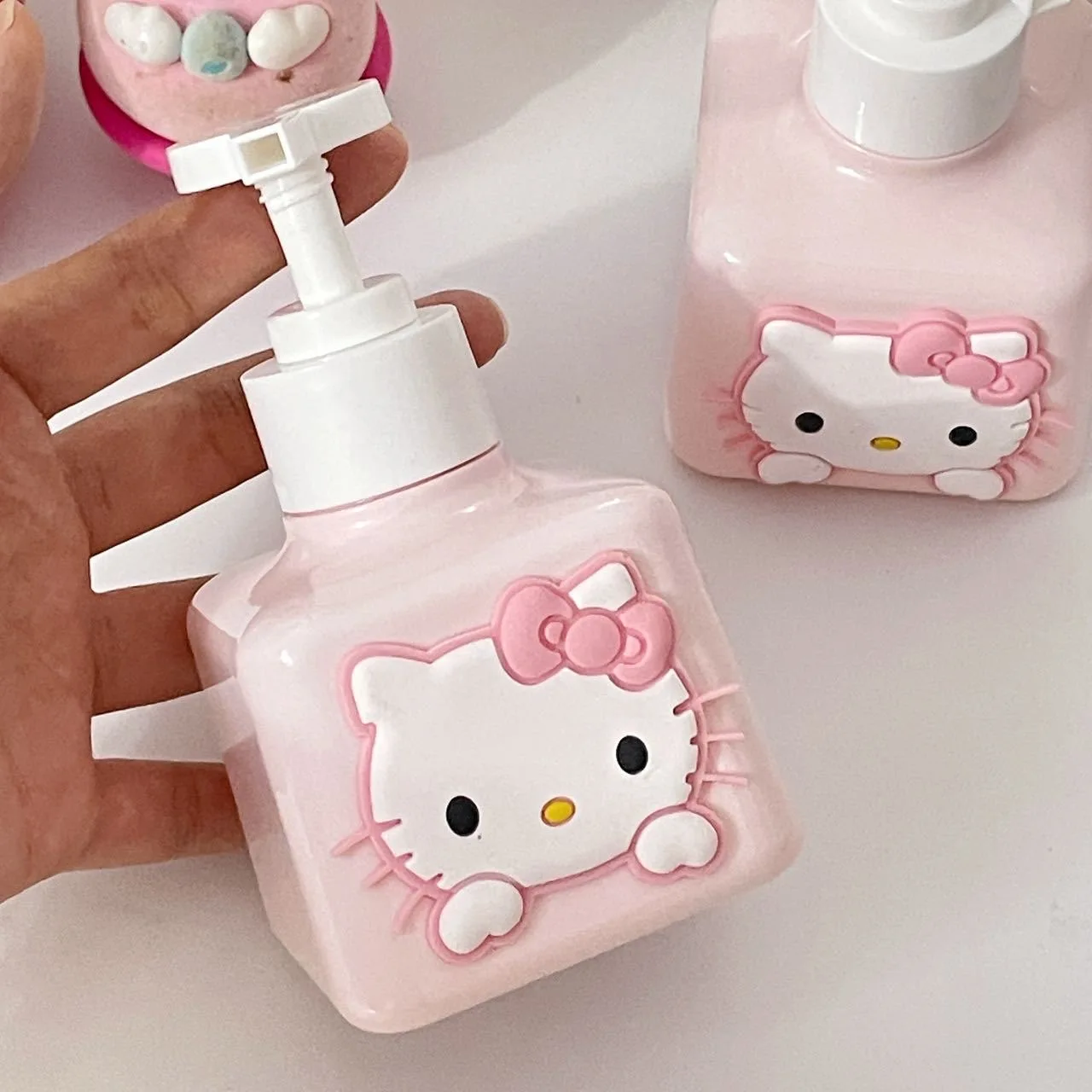 Pink Kawaii Hello Kitty Portable Hand Sanitizer Bottle 4