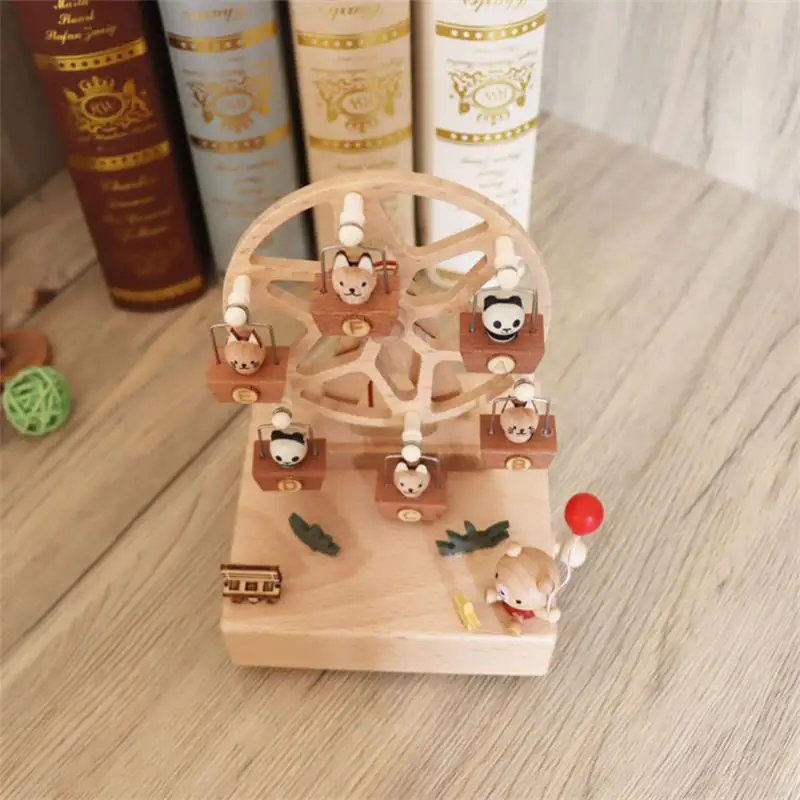 Katze Pastorale Spieluhr Ornament Kreative Holz Windmühle Riesenrad Spieluhren Geburtstag Weihnachten Geschenk Hause Dekoration – Detail 7