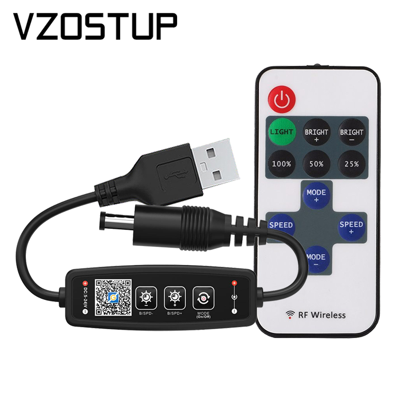 DC5-24V 5050 2835 Single Color LED Controller Dimmer for Bluetooth APP Button RF Remote Control for SMD COB Strip Tape Lights