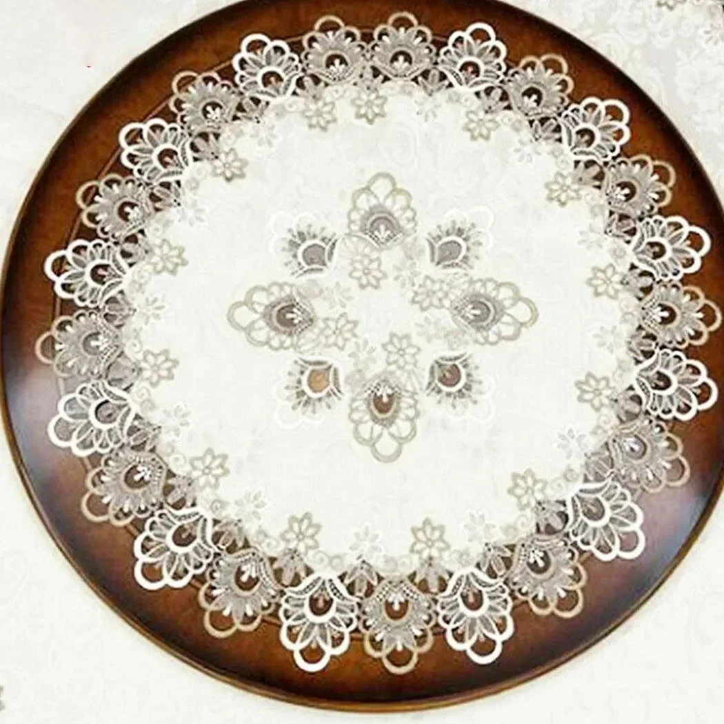 European Modern Fabric Lace Trim Hotel Restaurant Banquet Party Big Tablecloth Bedroom Balcony Small Round Table Cloth Tapete - 2