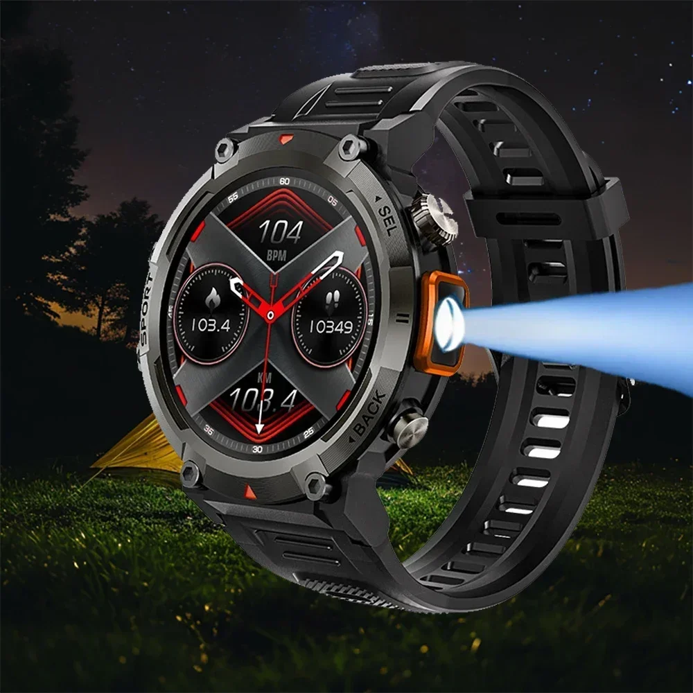 

2024 Smart Watch Men With Flashlight Bluetooth Call Sport Tracker Blood Pressure IP67 Waterproof For Android IOS Outdoor