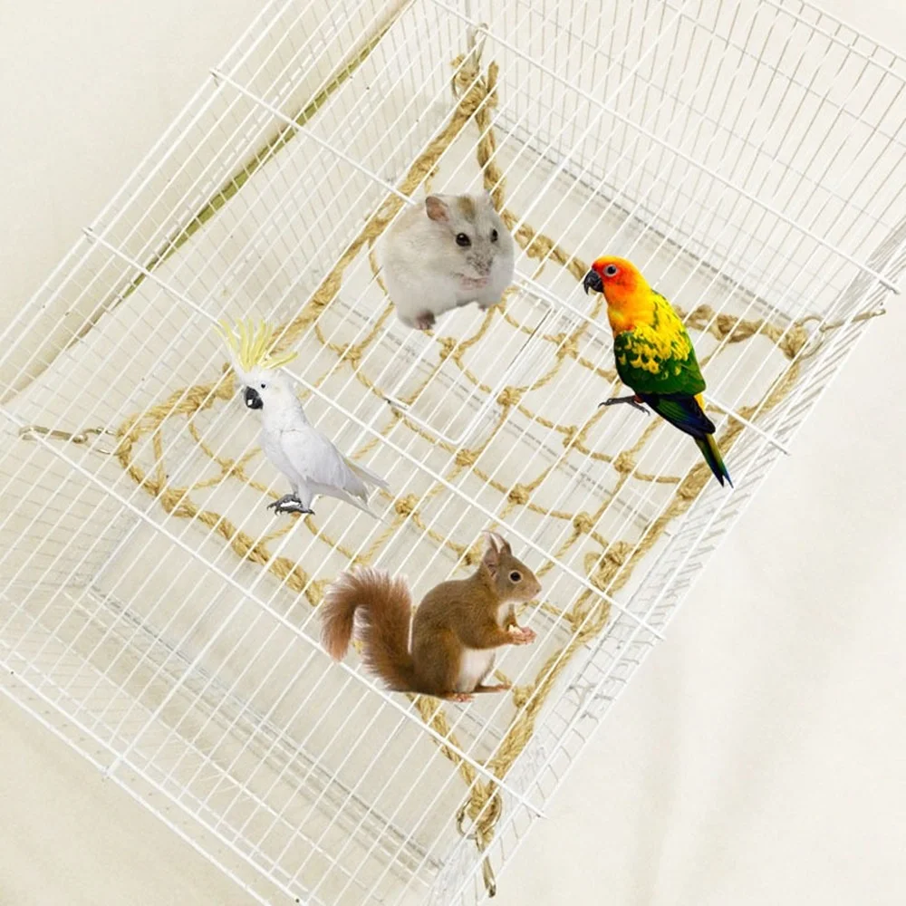 Parrot Swing Rope Birds Hanging Climbing Net with Hook Hammock Birds Stand Ladder Chewing Playing Gym Toys 30X20CM parrot toy bird toy bird swing toy small pet ladder toy