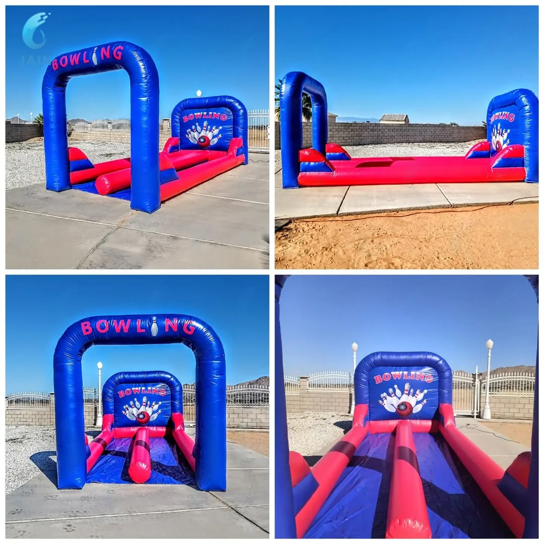 Large Carnival Game Inflatable Bowling Alleys Double Inflatable Bowling Lane with Pins for Kids and Adults for Party 6m