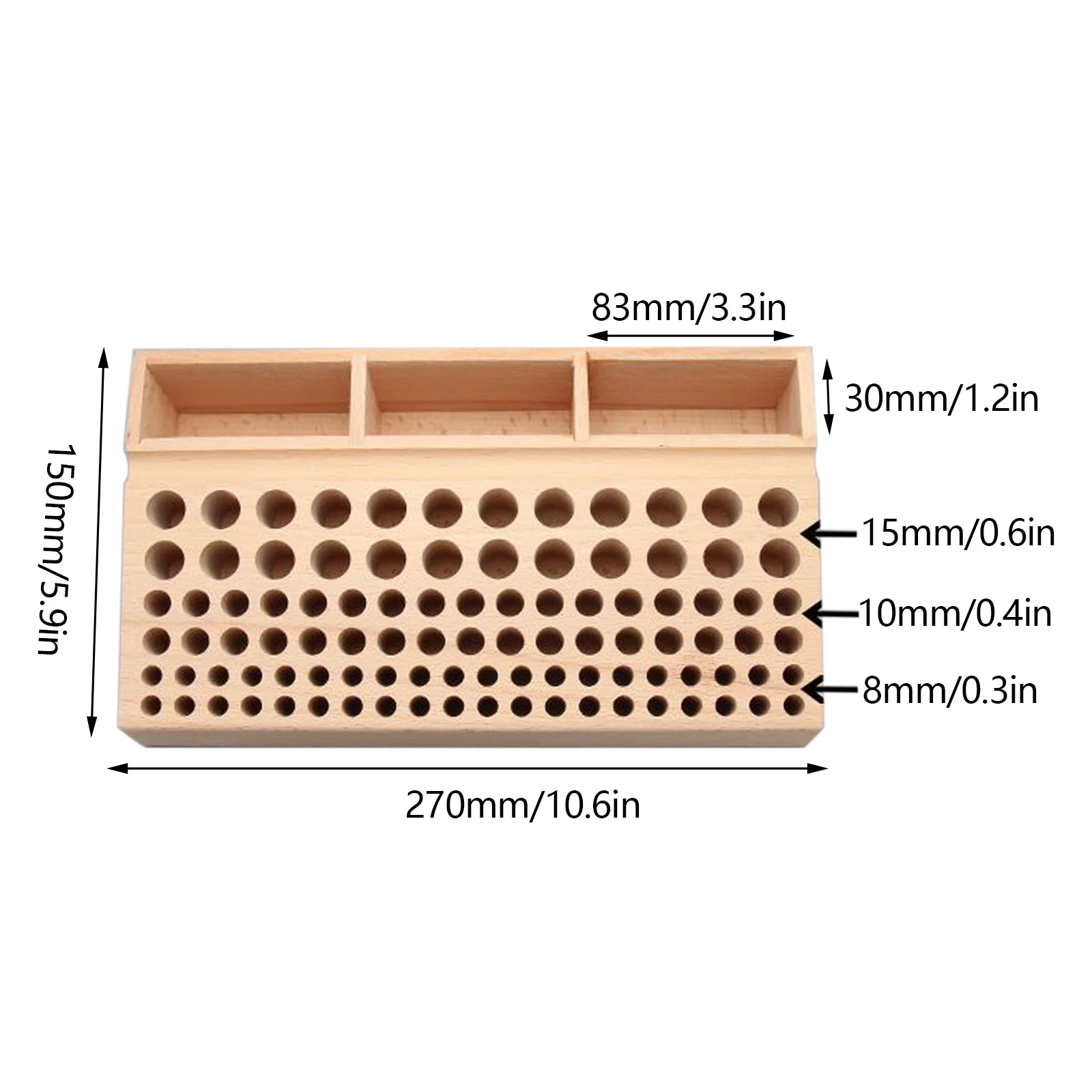 98 Holes Wooden Professional Leather craft Tool Holder Rack Stand with 3 Slot for Leather Working Making Punch Tools Organizer