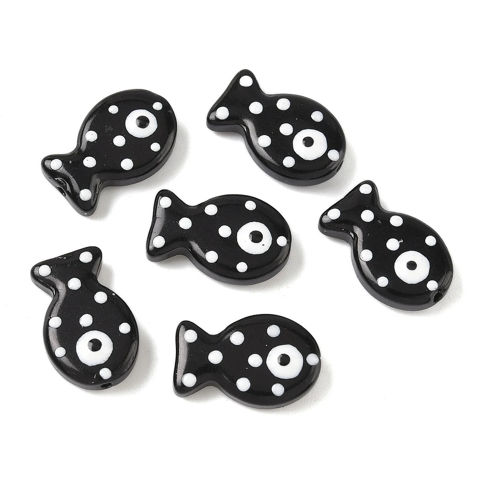 PandaHall 30 Stück Bemalte Glas-Emaille-Fischperlen für DIY-Schmuckherstellung, Halsketten, Armbänder, Handgemachte Bastelzubehörteile – Detail 36