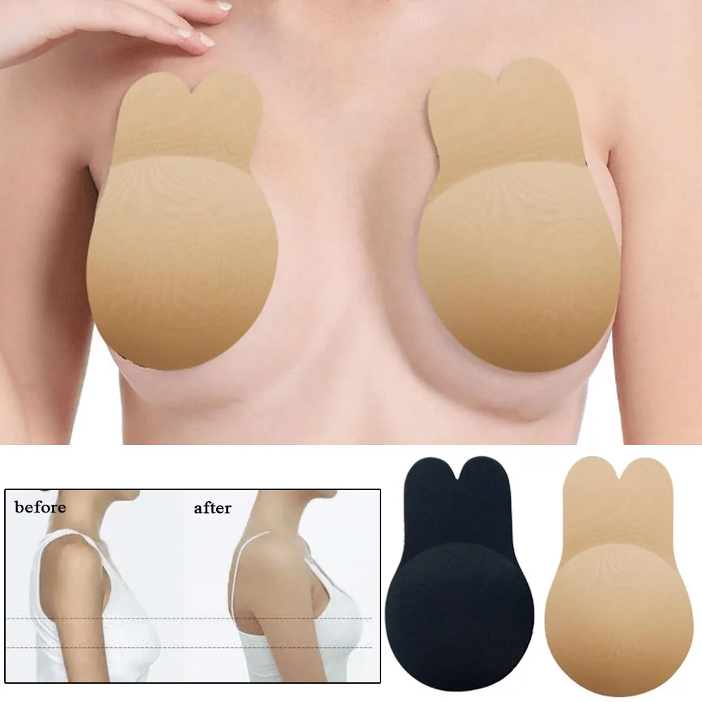 

2PC Silicone Breast Stickers Women Reusable Lift Nipple Cover Adhesive Strapless Backless Push Up Bra Stickers Breathable