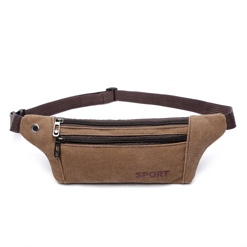 Men Running Purses Casual Durable Fanny Waist Pack Male Waist Bags Belt Canvas Hip Bum Military Bag Pouch Three Zipper Pocket