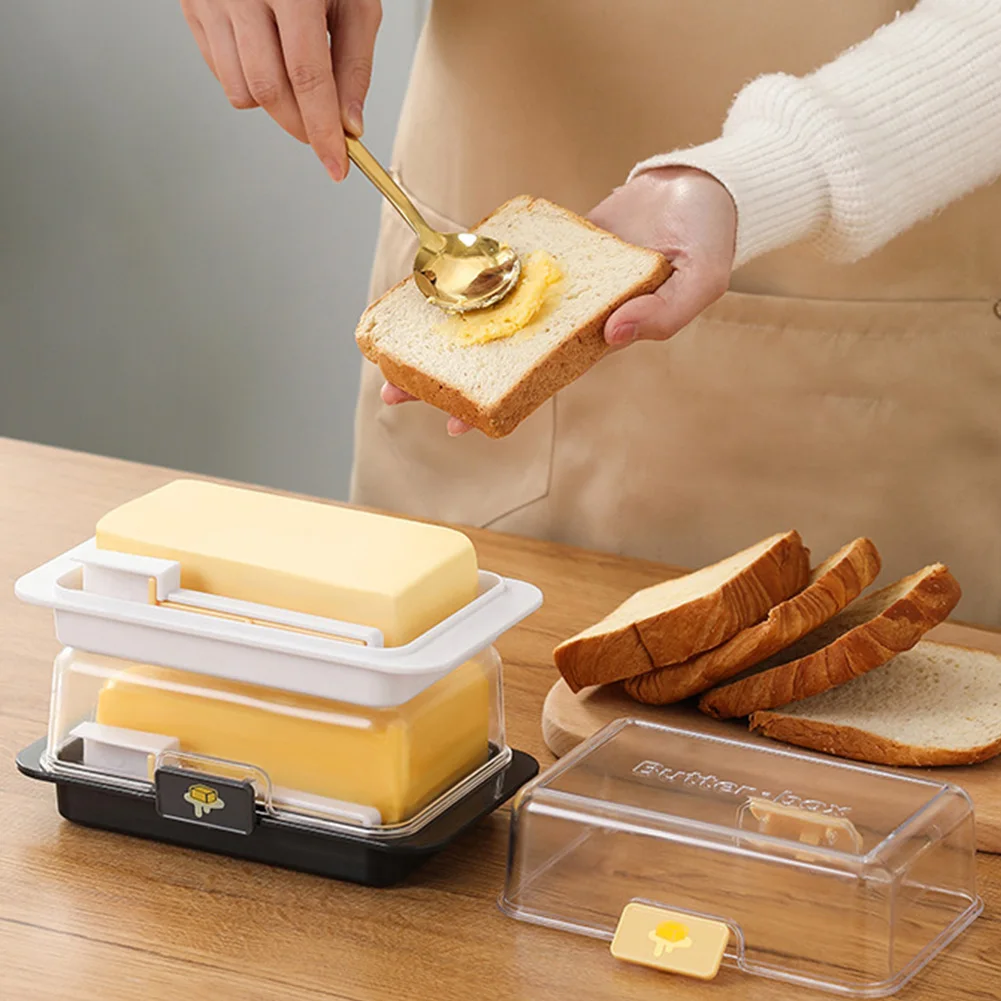 1PCS Butter Box Lid Rectangular Cheese Storage Box Multifunctional Plastic Butter Holder Tray for Refrigerator Door Shelf