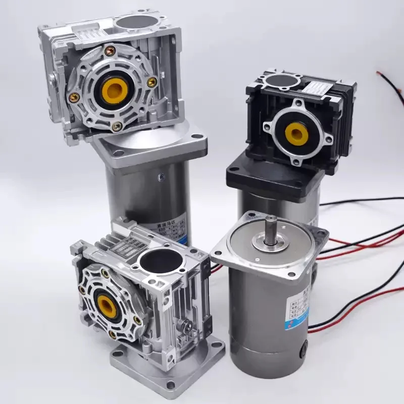 120W 기어 모터 DC 24V/12V 웜 기어 감속기 RV030 고토크 기어드 모터 비율 5:80 자동 바베큐용