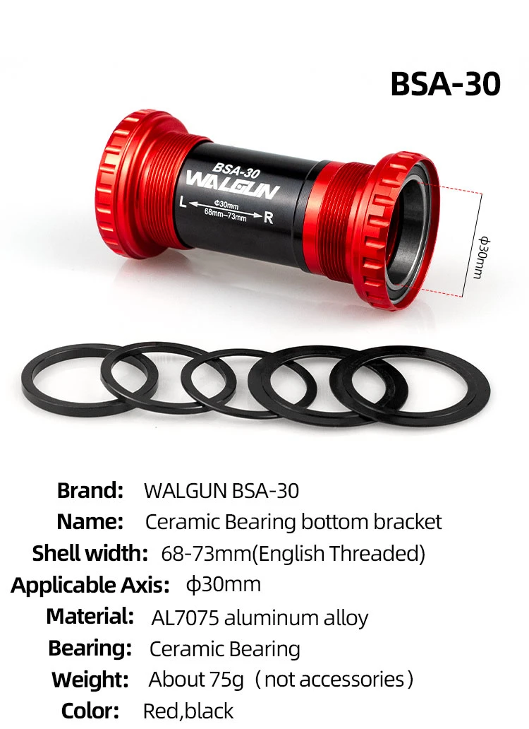 Description Picture 4 of itemBSA Threaded Bike Bottom Bracket Ceramic BSA24 BSA30 BSA29 MTB Road Bikes 24mm 30mm 29mm Bicycle Axle Road Bike Brackets Parts