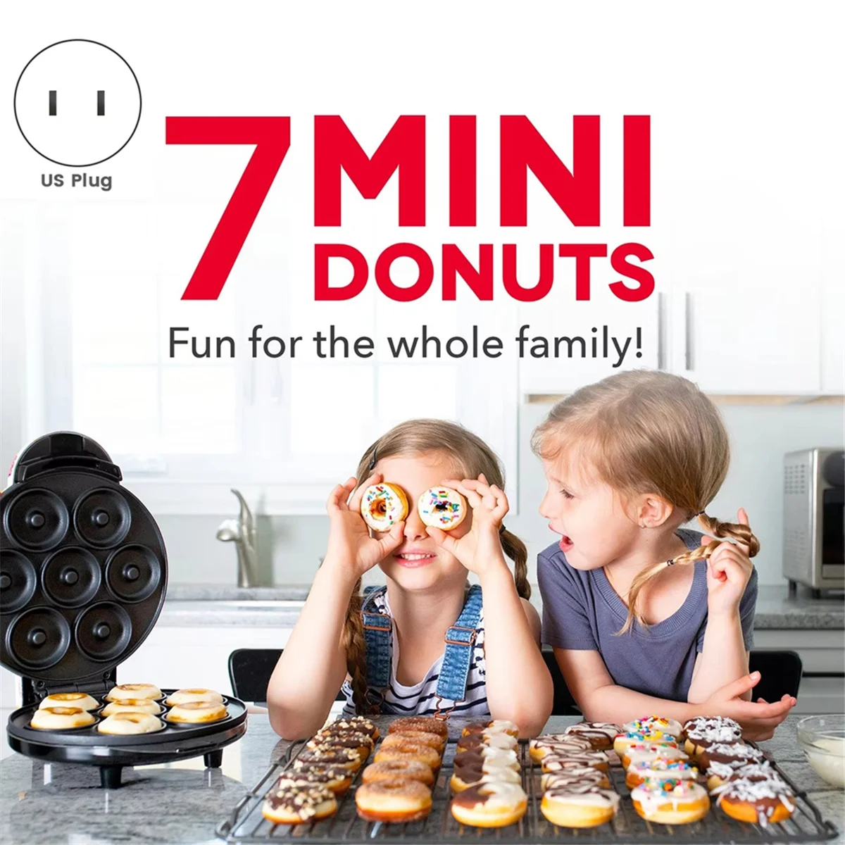 SEMOIC Portable Mini Donut Maker Machine-Double-Sided Heating for Quick Snacks,Desserts,Children'S Breakfast Baking US Plug