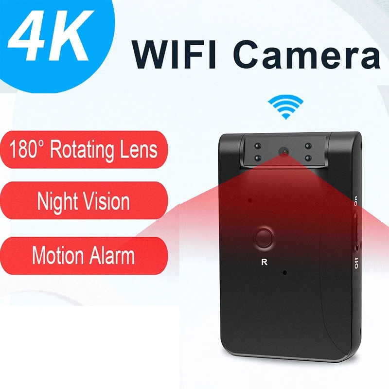 WD7 Mini 4K HD WIFI Camera Night Vision 180 Degrees Recorder IP Camera Motion Detection Wireless Remote Monitoring Camcorder streaming camcorder