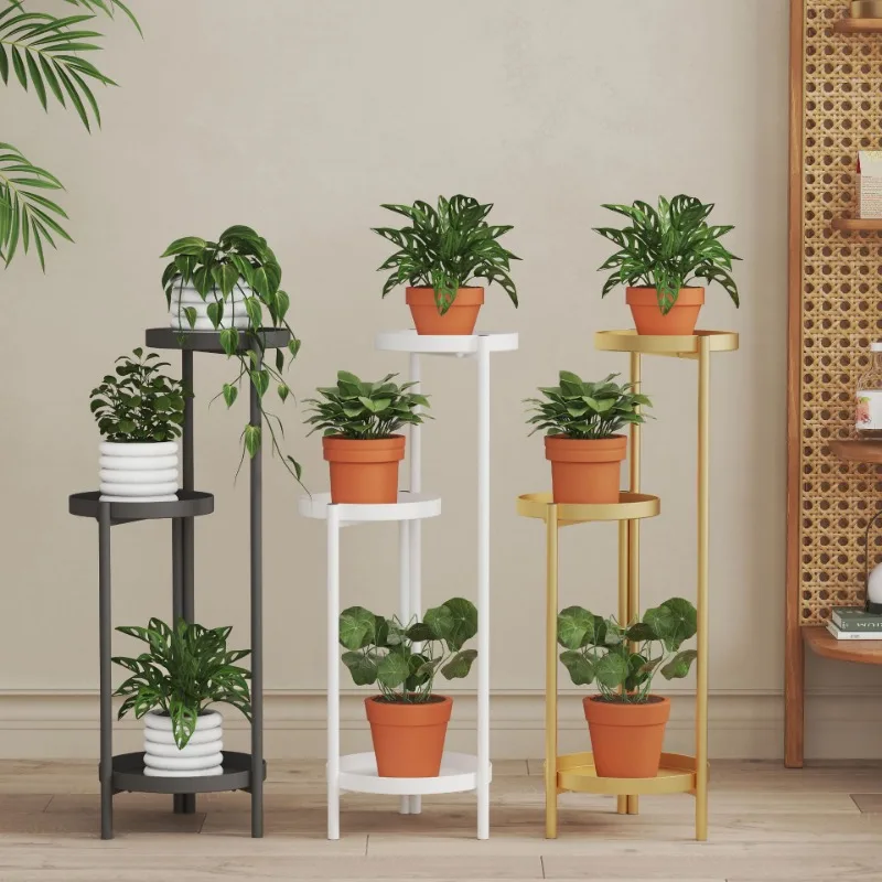 Nordic Foldable Iron Flower Rack Light Luxury Simple Plant Rack Multi Layer Floor Standing Green Rose Flower in Living Room