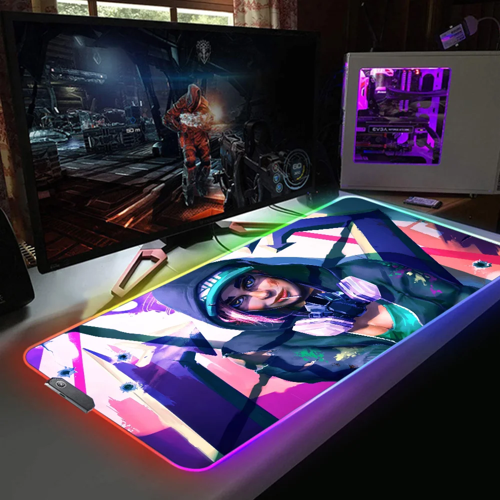 

Mouse Pad With Rgb Gamer Keyboard F-Fortnite Backlight Desk Mat Pc Cute Gaming Xxl Protector Large Accessories Mousepad Extended