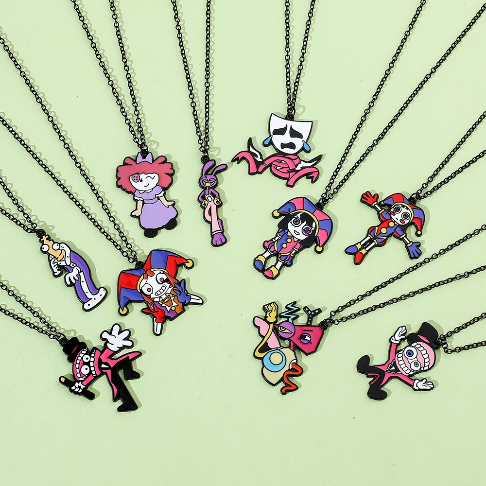 

The Amazing Digital Circus Trend Necklace Cartoon Figure Jax Pomni Caine Fashion Enamel Pendant Charm Neck Chain Accessories