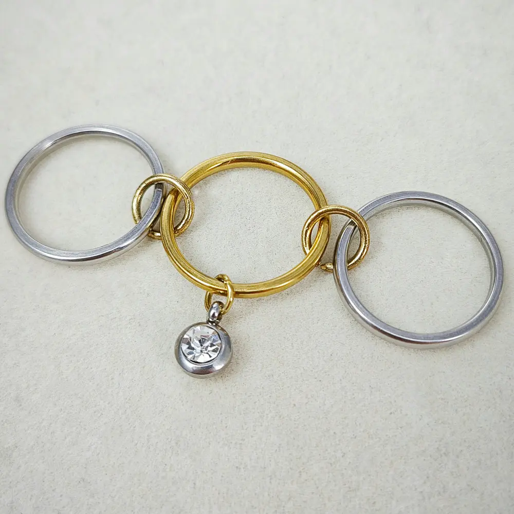 Edelstahl-Charm-Ringe-Set für Frauen, neuer INS-Mode, 12-farbiger Zirkon-Stein-Anhänger, Spinelli-Ring, einzigartiger Stapel-Schmuck – Detail 10