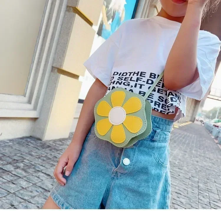 Girls Cute Flower Shoulder Bag Coin Purse Coin Pouch Wallet Kids Mini Crossbody Bag Handbags Casual Bags Children Messenger Bag - 3