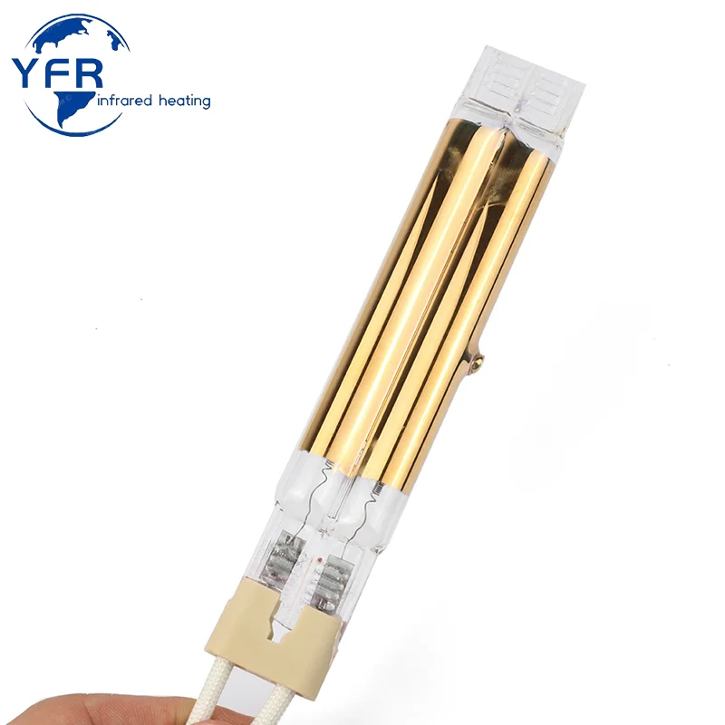 Gold reflector 400mm 380V 1800W Infrared Halogen Heater Parts Twin Tube Infrared Heating Lamp