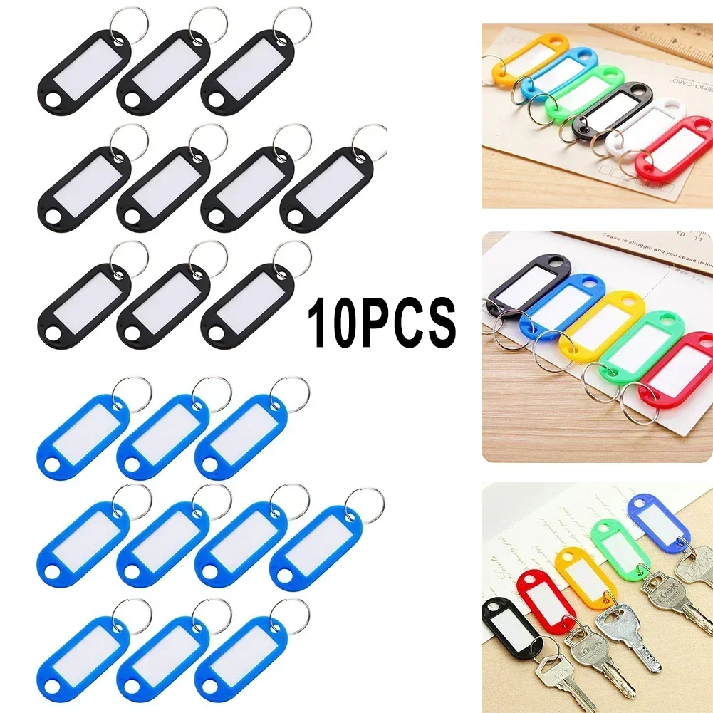 Key Fob Ring Label 10* Plastic Label Keychain Id Label Name Tags With Split Ring Key Chain Keyring Accessories For Writing On Keychain